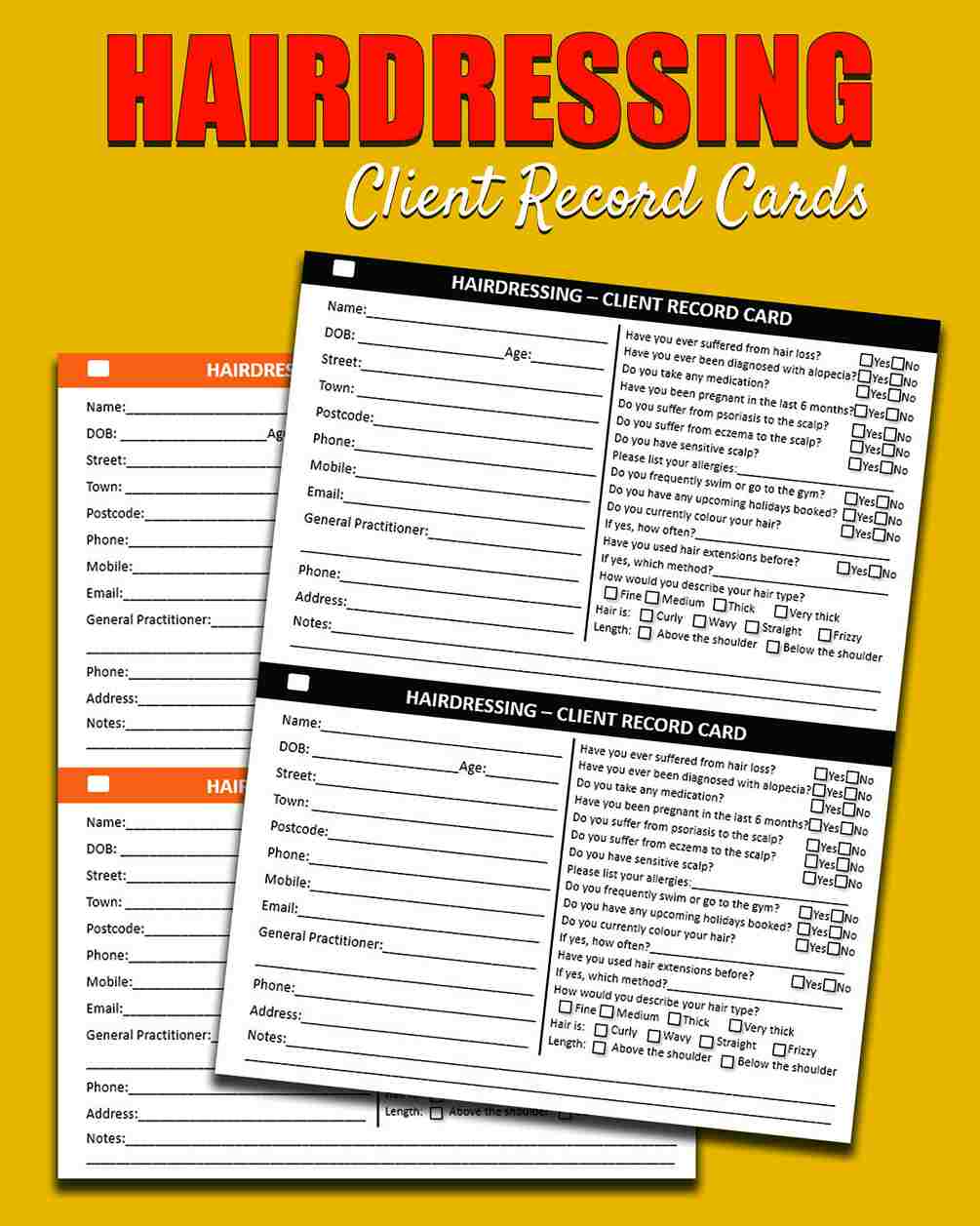 Beauty Salon Client Record Card Template 